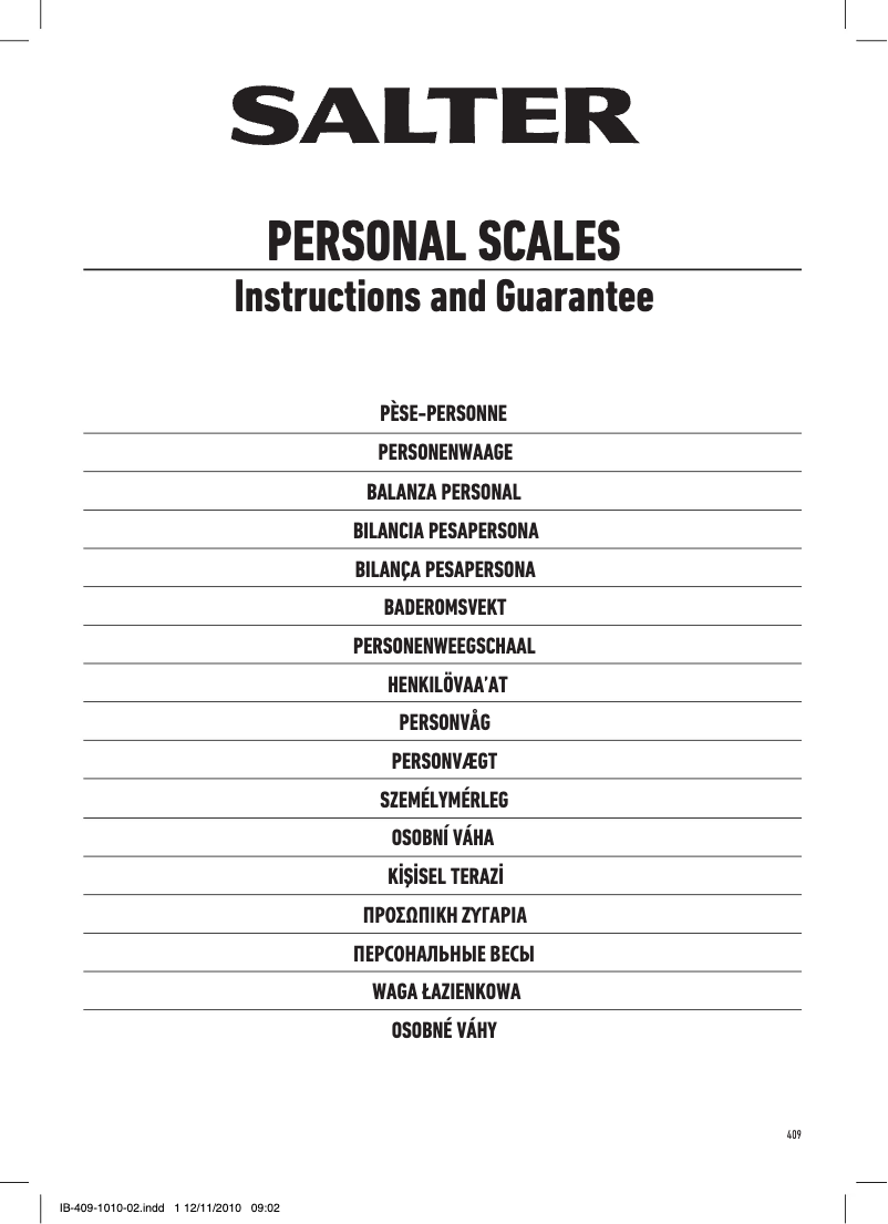 Page 1 de la notice Manuel utilisateur Salter 409 SVDR Stow-a-Weigh