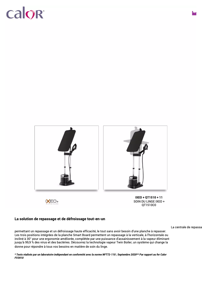 Page 1 de la notice Manuel utilisateur Calor Ixeo+ QT1510