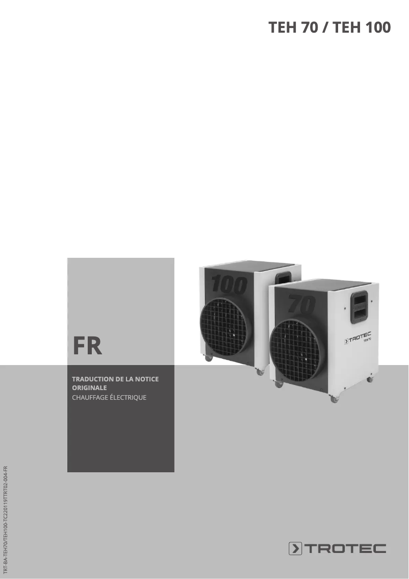 Page 1 de la notice Manuel utilisateur Trotec TEH 70