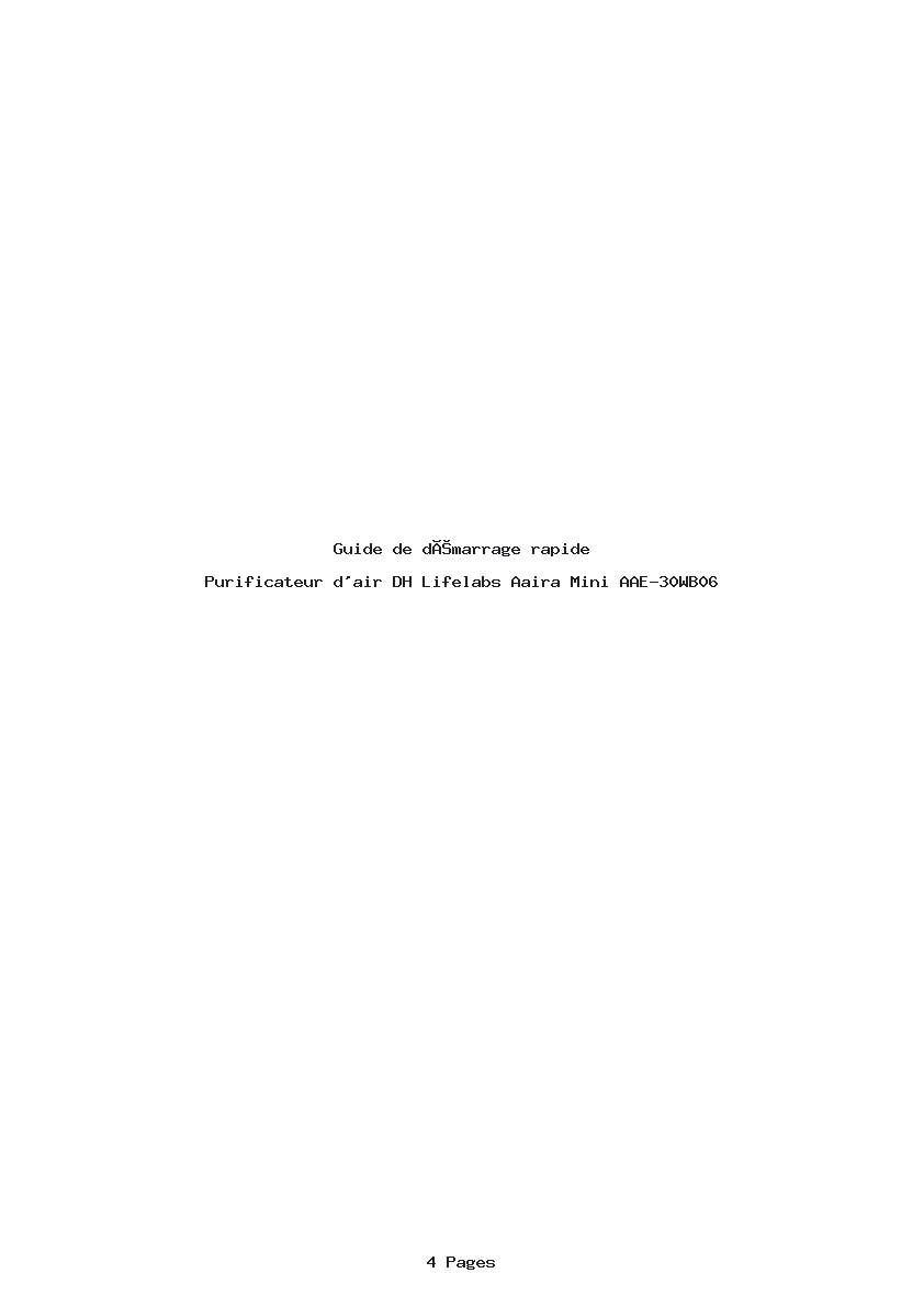 Image de la première page du manuel de l'appareil Aaira Mini AAE-30WB06