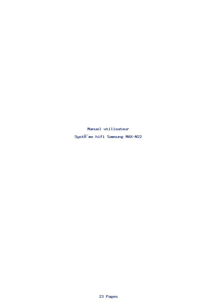 Page 1 de la notice Manuel utilisateur Samsung MAX-N22
