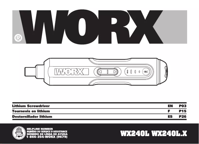 Page 1 de la notice Manuel utilisateur Worx WX240L