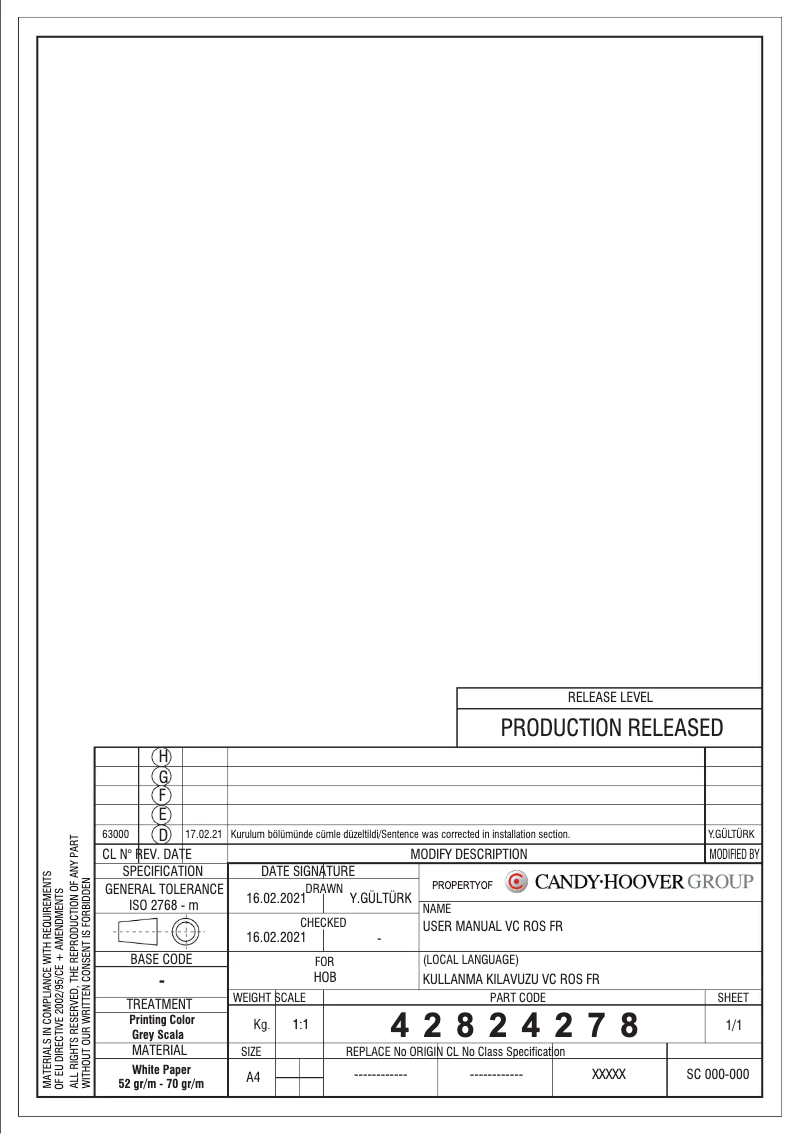 Page 1 de la notice Manuel utilisateur Rosieres RKD 73 CT