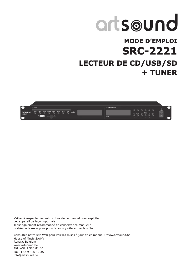 Page 1 de la notice Manuel utilisateur Artsound SRC-2221