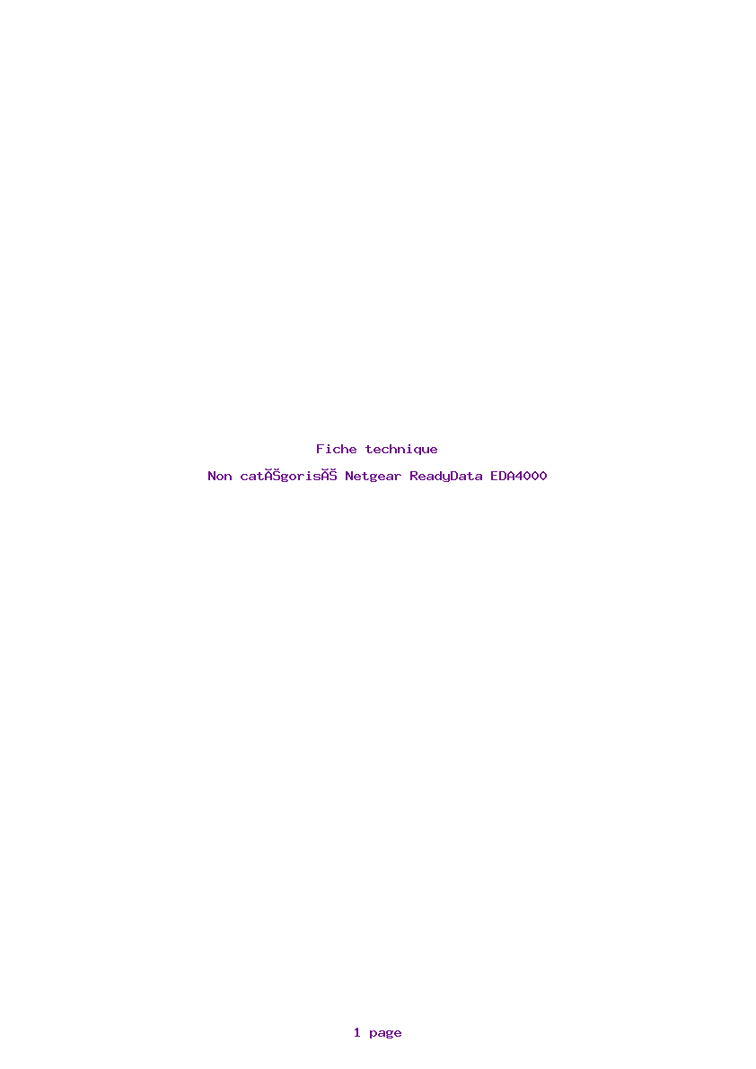 Page 1 de la notice Fiche technique Netgear ReadyData EDA4000