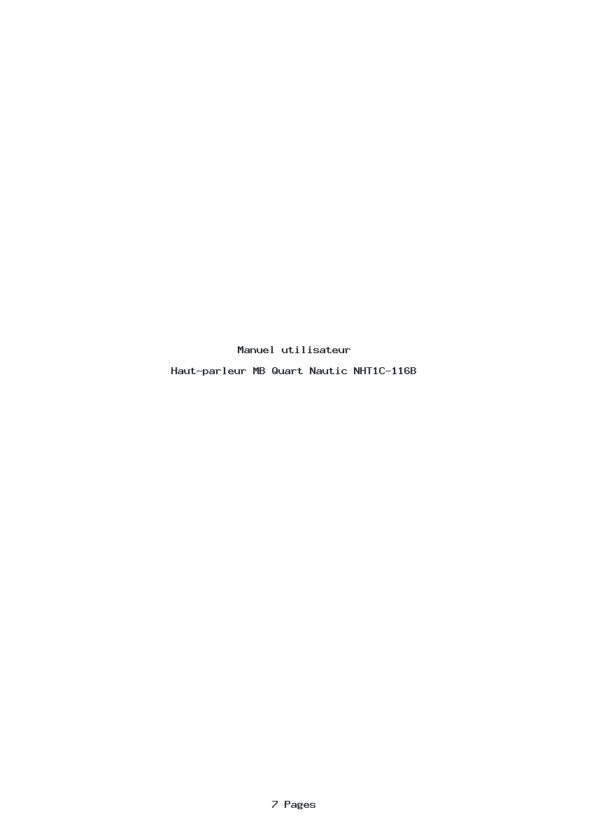 Page 1 de la notice Manuel utilisateur MB Quart Nautic NHT1C-116B