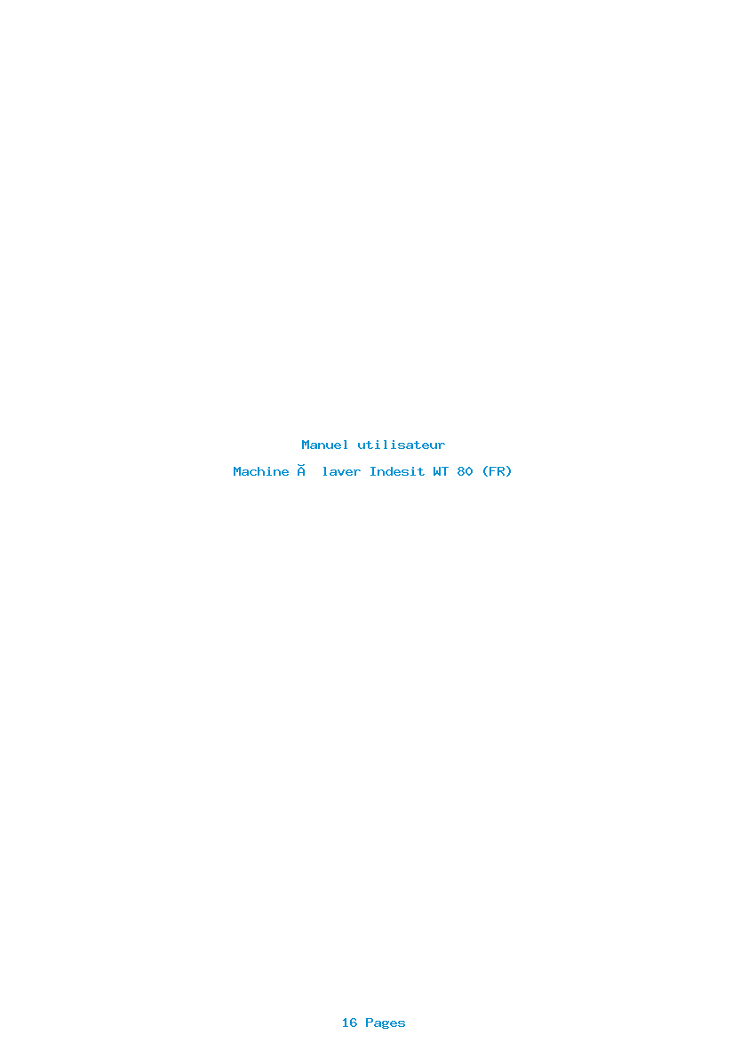Page 1 de la notice Manuel utilisateur Indesit WT 80 (FR)