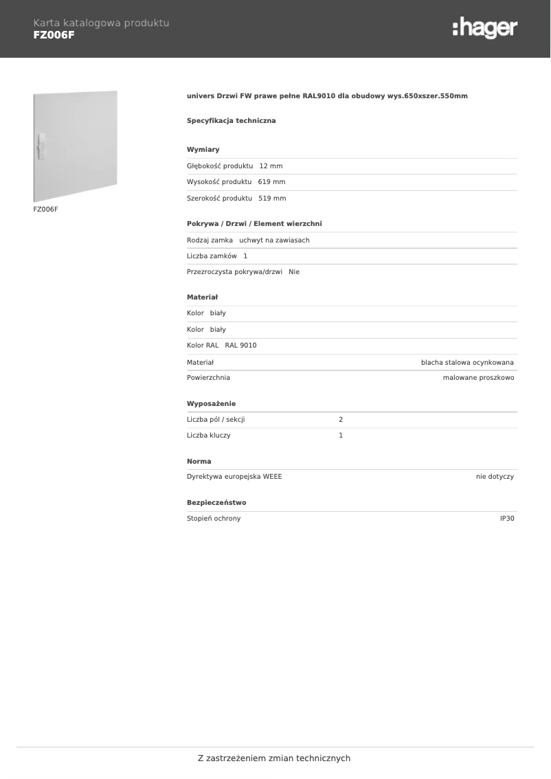 Page 1 de la notice Manuel utilisateur Hager FZ006F