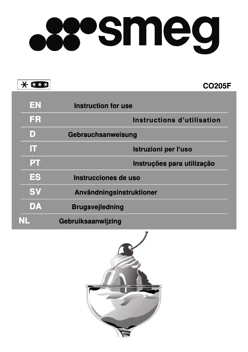 Página 1 del manual Folleto Smeg CO205F