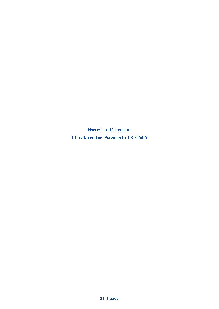 Page 1 de la notice Manuel utilisateur Panasonic CS-C75KA