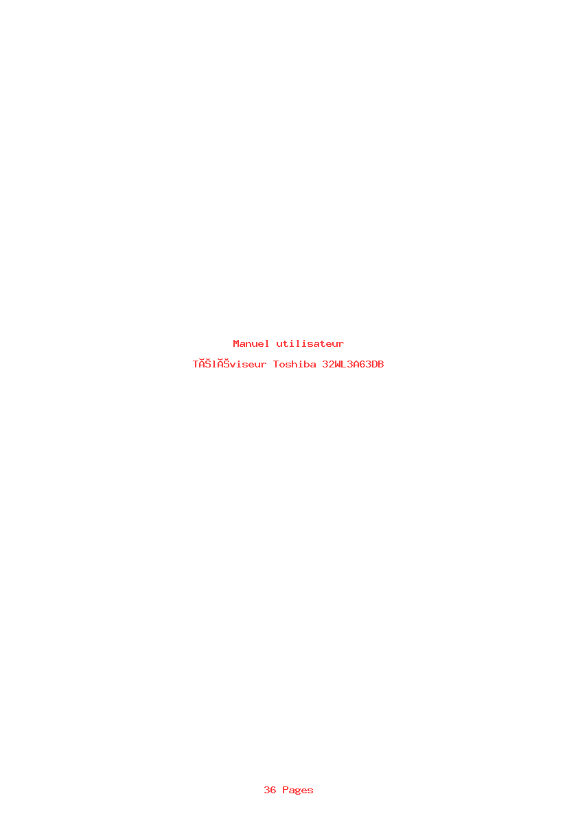 Page 1 de la notice Manuel utilisateur Toshiba 32WL3A63DB