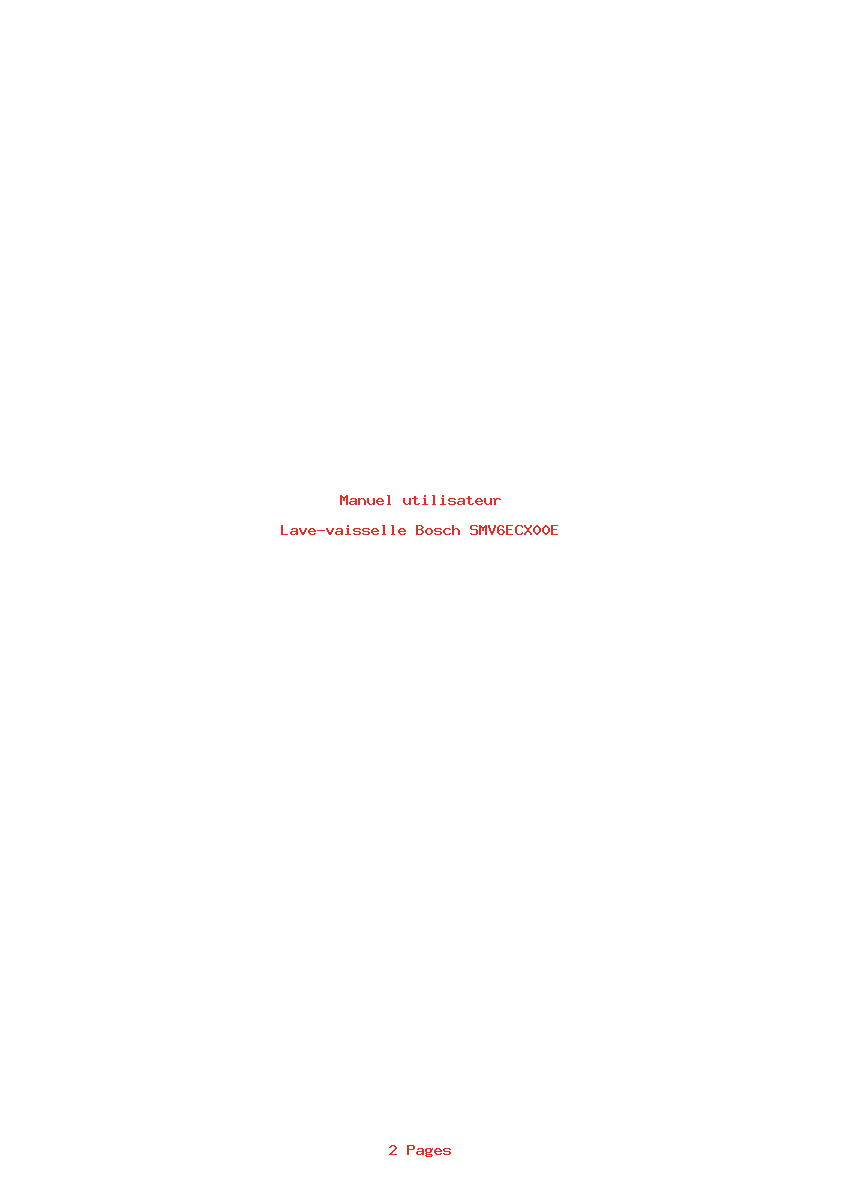 Page 1 de la notice Manuel utilisateur Bosch SMV6ECX00E