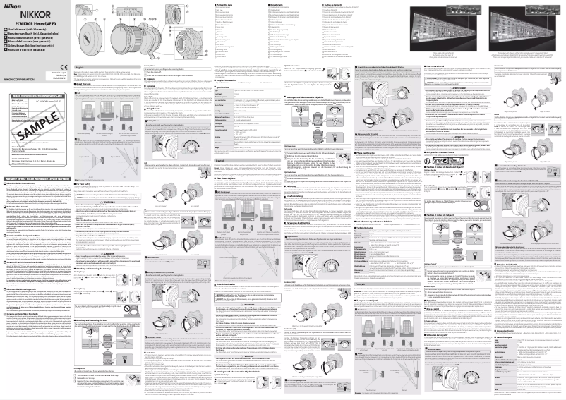 Page 1 de la notice Manuel utilisateur Nikon PC Nikkor 19mm f/4E ED