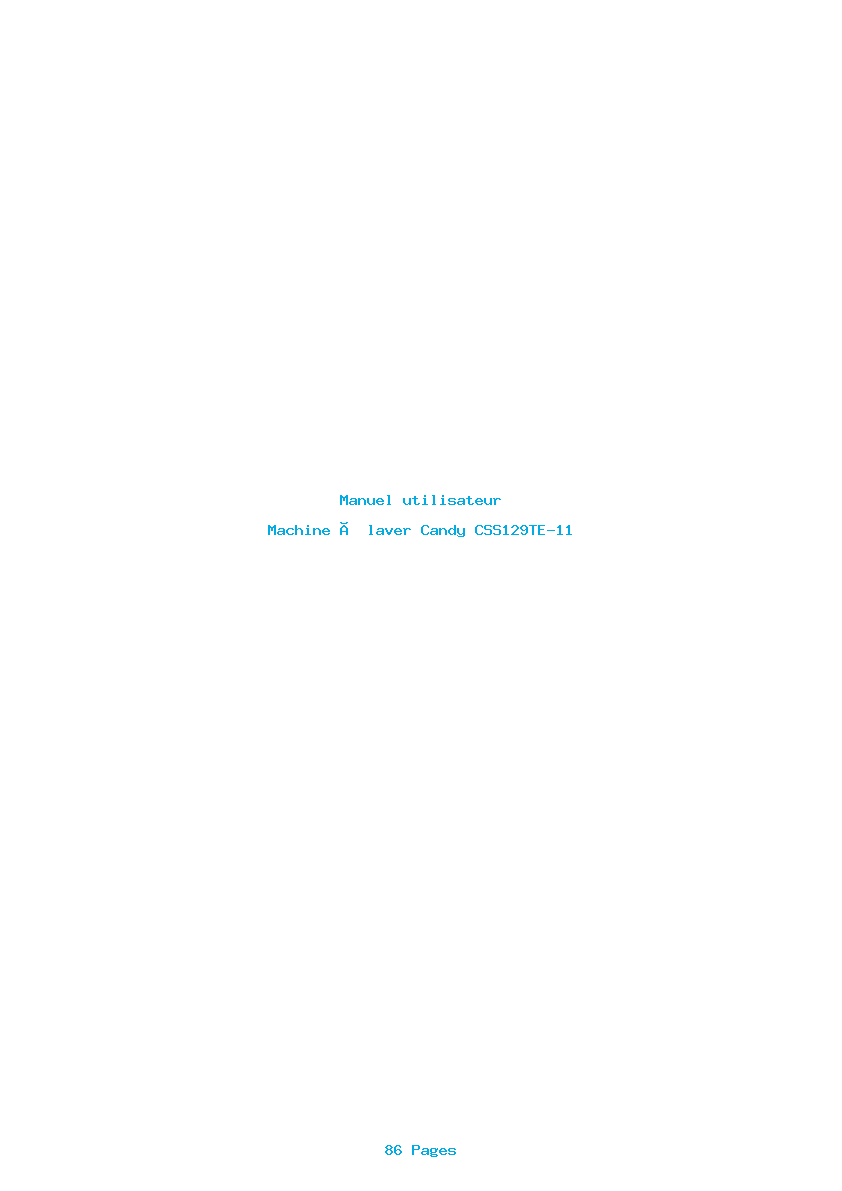 Page 1 de la notice Manuel utilisateur Candy CSS129TE-11