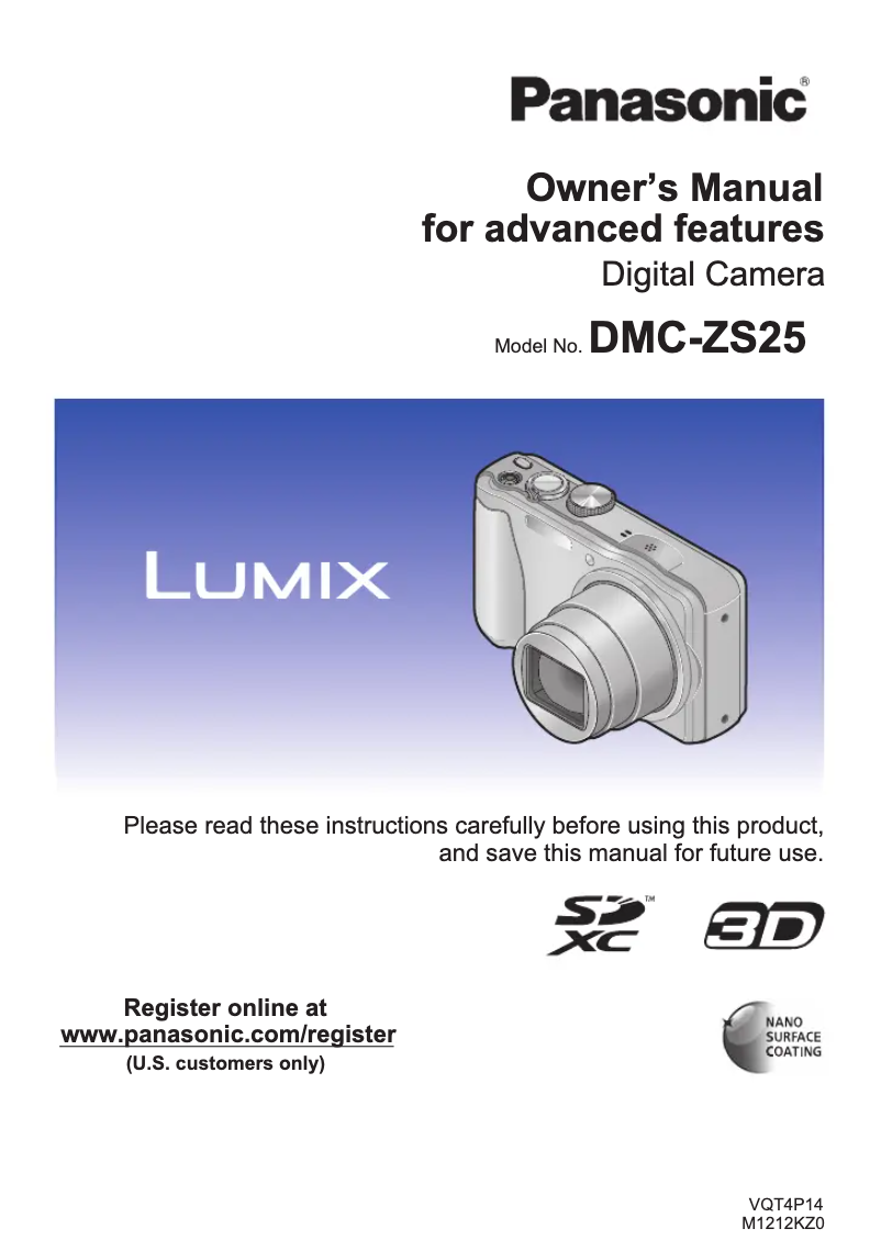 Página 1 del manual Manual de usuario Panasonic Lumix DMC-ZS25