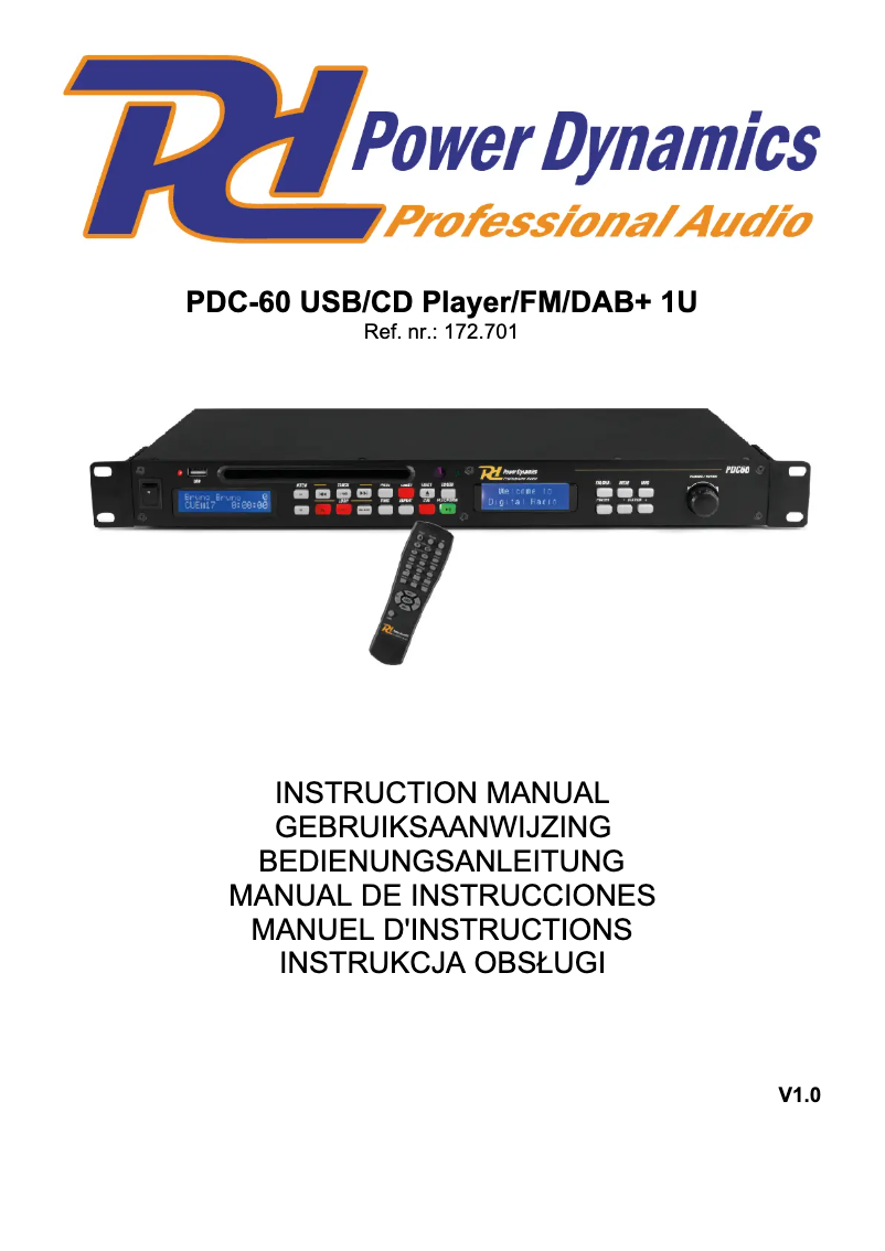 Page 1 de la notice Manuel utilisateur Power Dynamics PDC-60