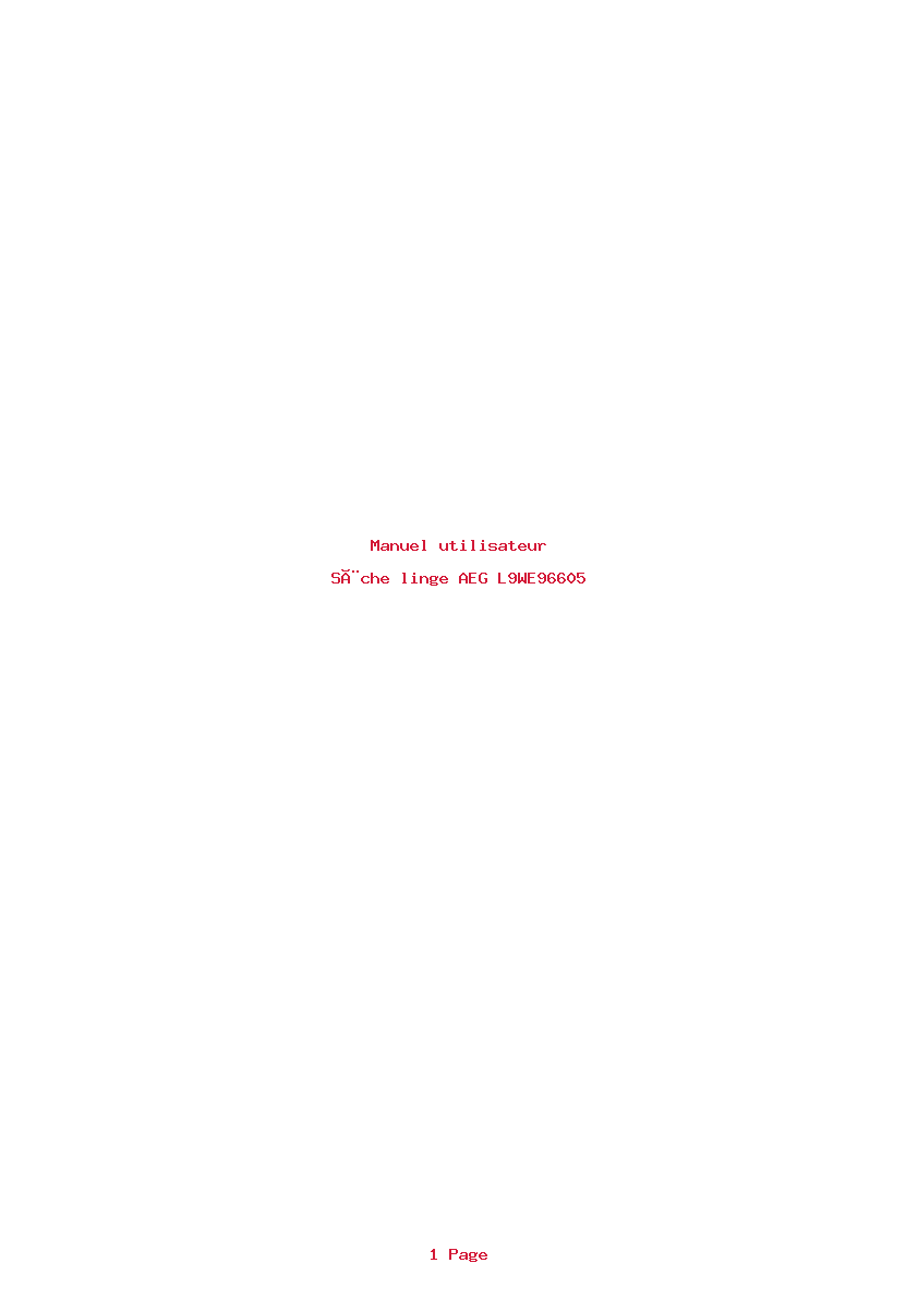 Page 1 de la notice Manuel utilisateur AEG L9WE96605