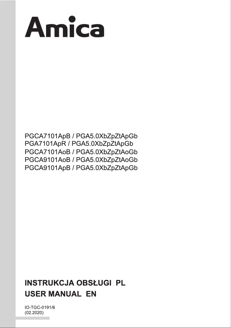 Page 1 de la notice Manuel utilisateur Amica PGCA7101ApB