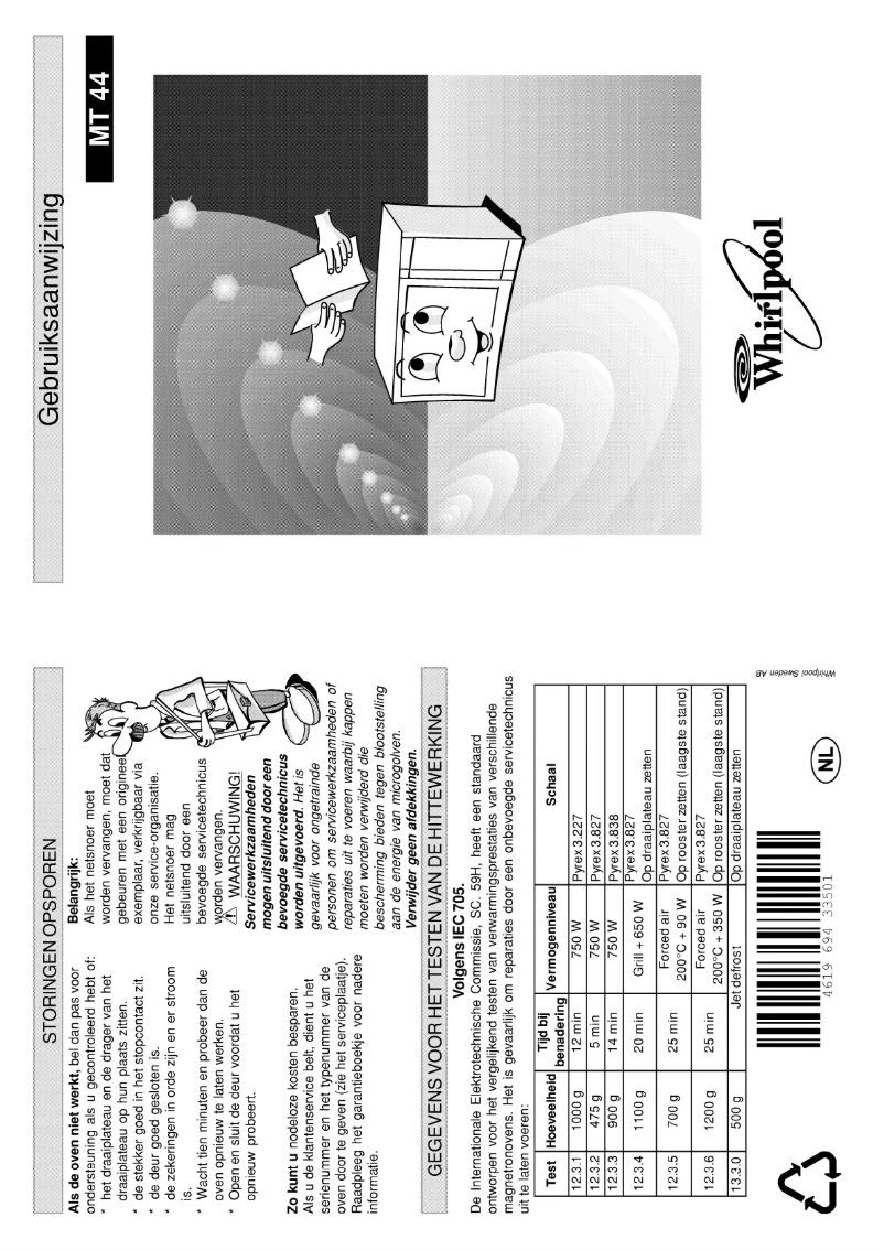 Página 1 del manual Manual de usuario Whirlpool MT 44 WH