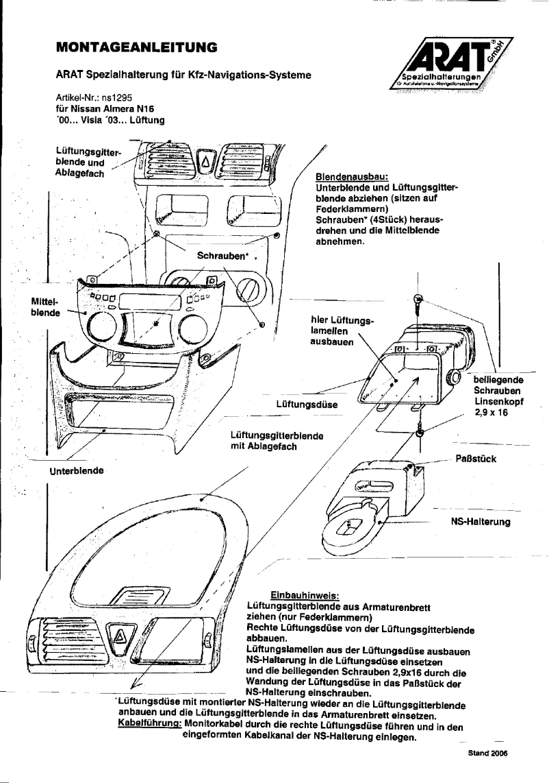 Page 1 de la notice Manuel utilisateur Arat NS1295