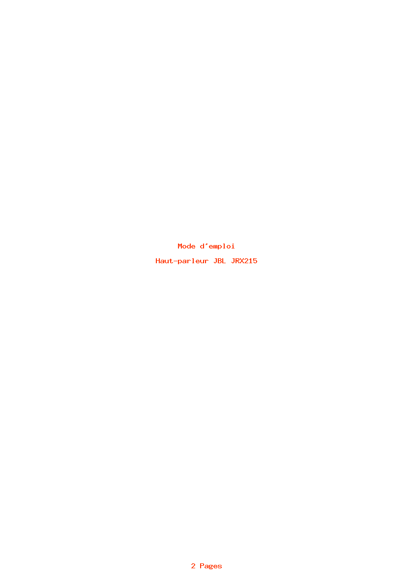 Page 1 de la notice Mode d'emploi JBL JRX215