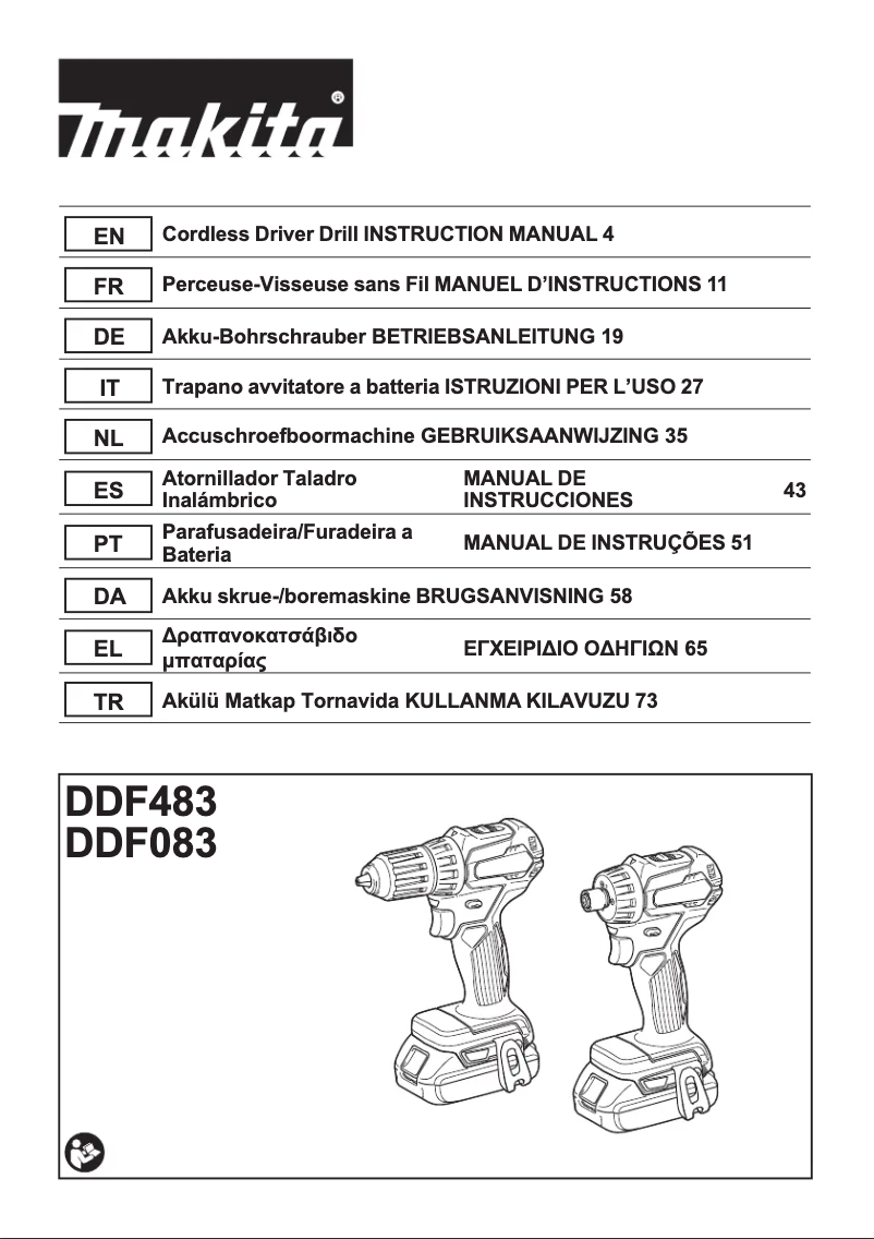 Página 1 del manual Manual de usuario Makita DDF483