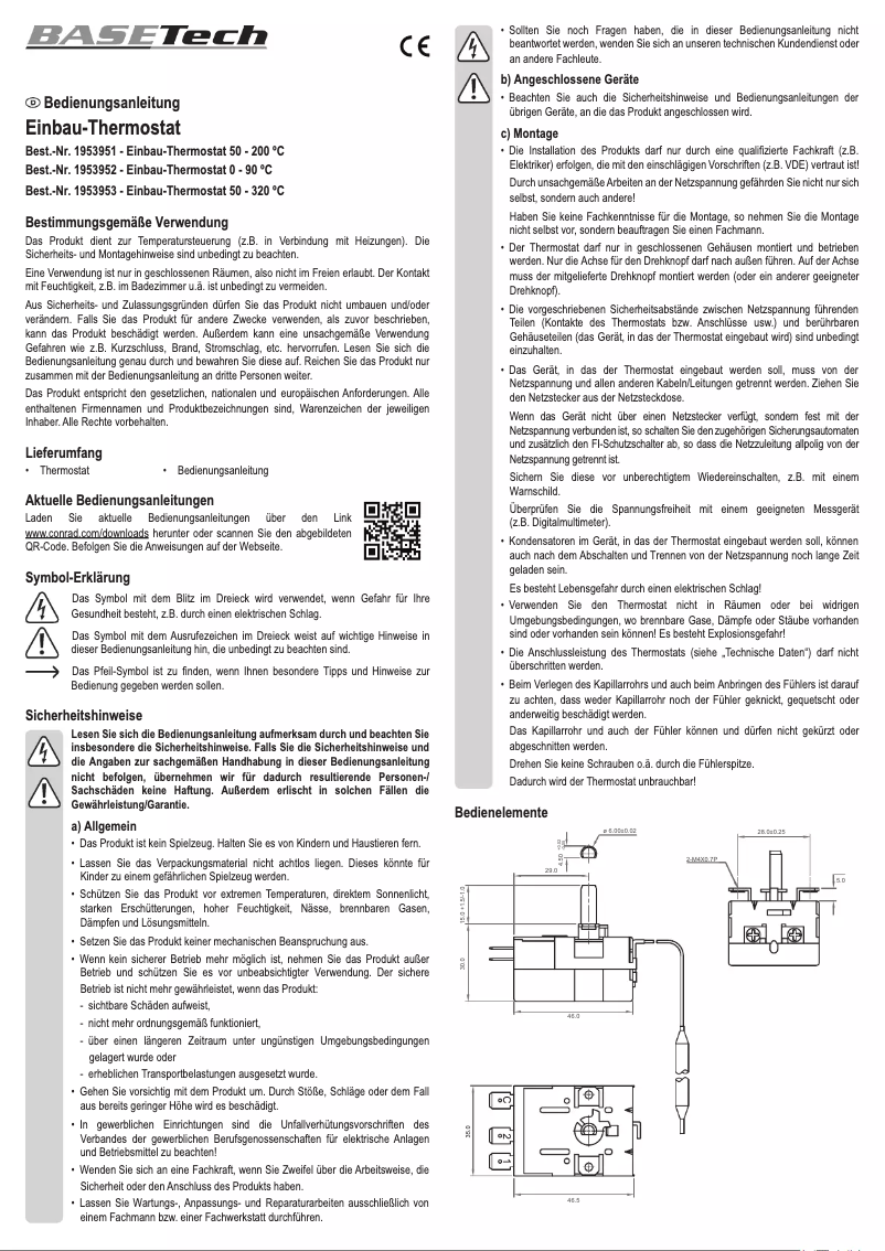 Page 1 de la notice Manuel utilisateur BaseTech BT-1953951