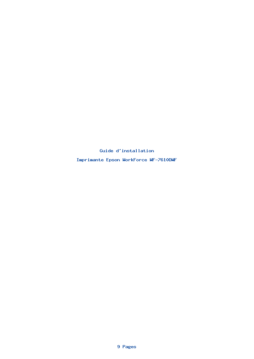 Page 1 de la notice Guide d'installation Epson WorkForce WF-7610DWF