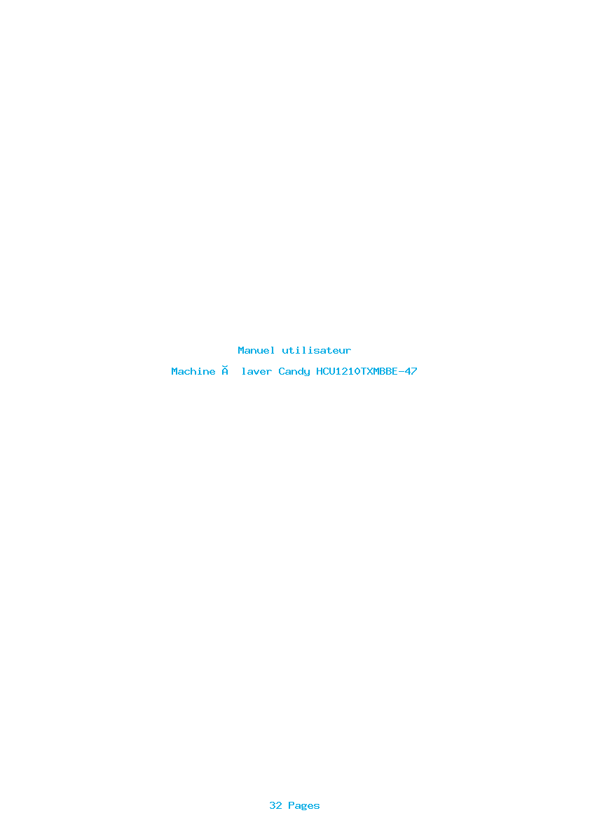 Page 1 de la notice Manuel utilisateur Candy HCU1210TXMBBE-47