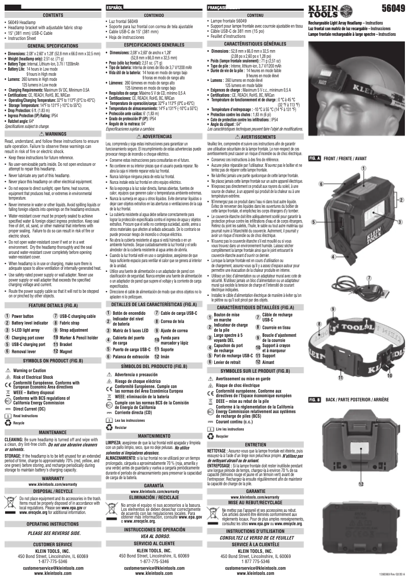 Page 1 de la notice Manuel utilisateur Klein Tools 56049