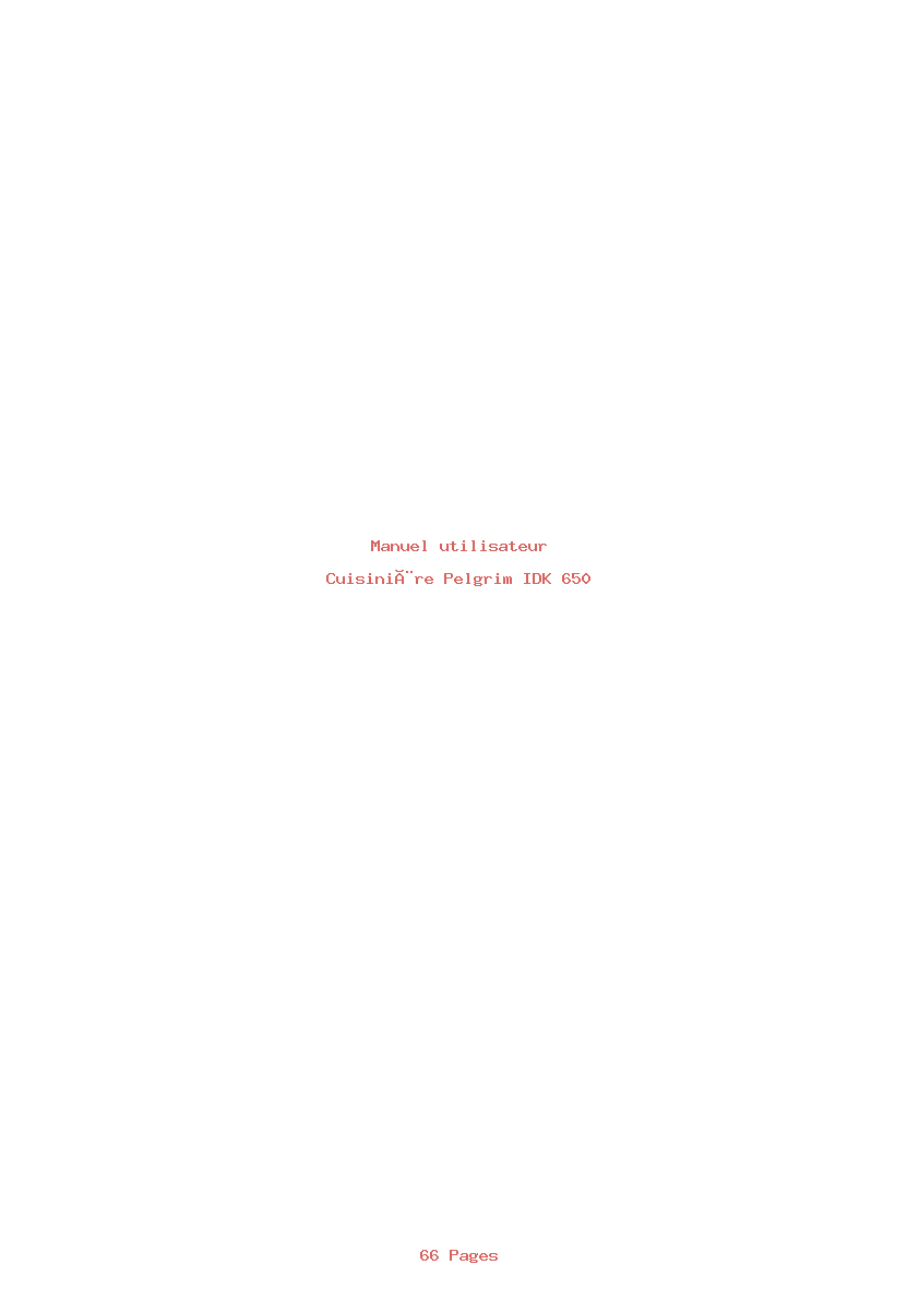Page 1 de la notice Manuel utilisateur Pelgrim IDK 650