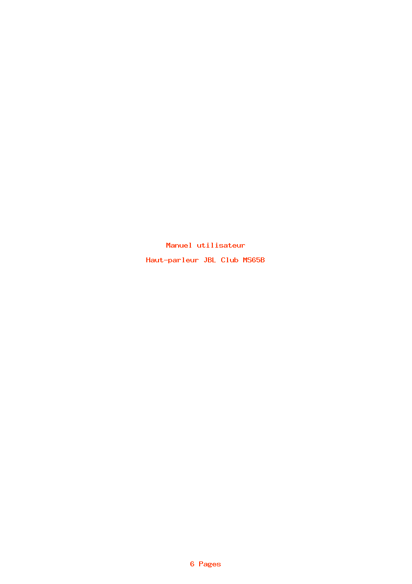 Page 1 de la notice Manuel utilisateur JBL Club MS65B