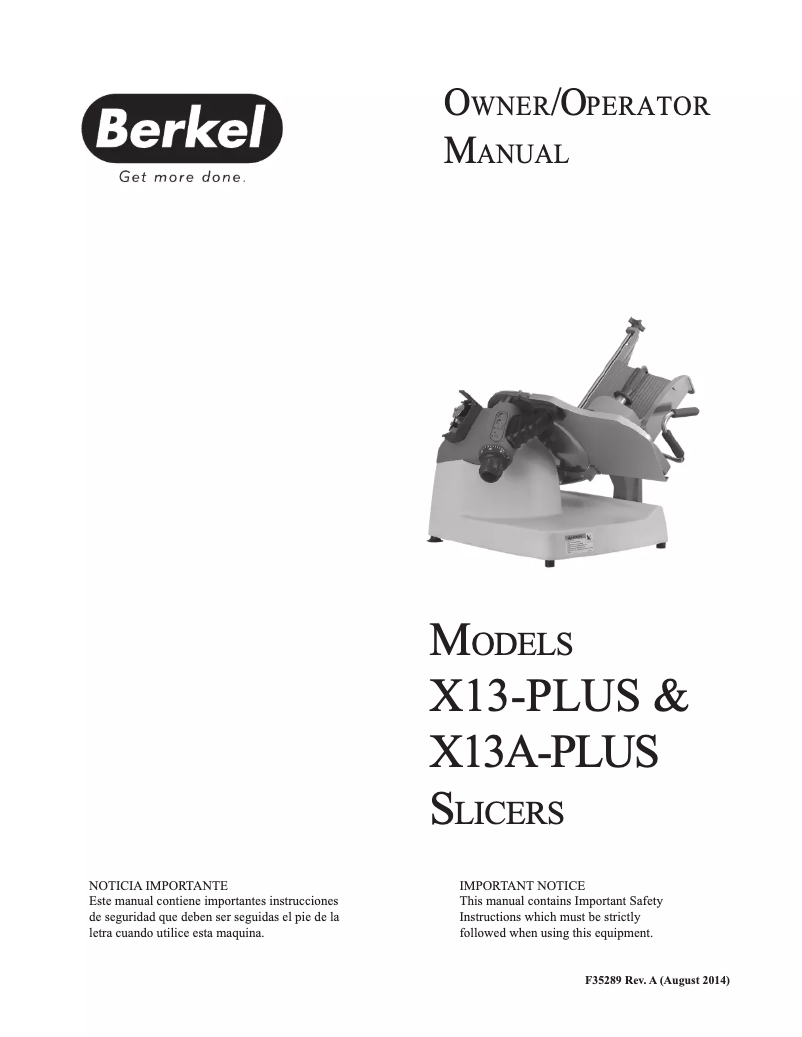 Página 1 del manual Manual de usuario Berkel X13A-PLUS