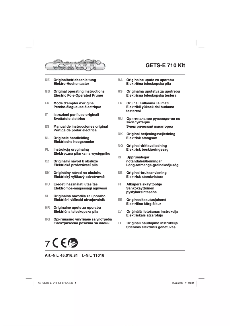 Página 1 del manual Manual de usuario Gardol GETS-E 710