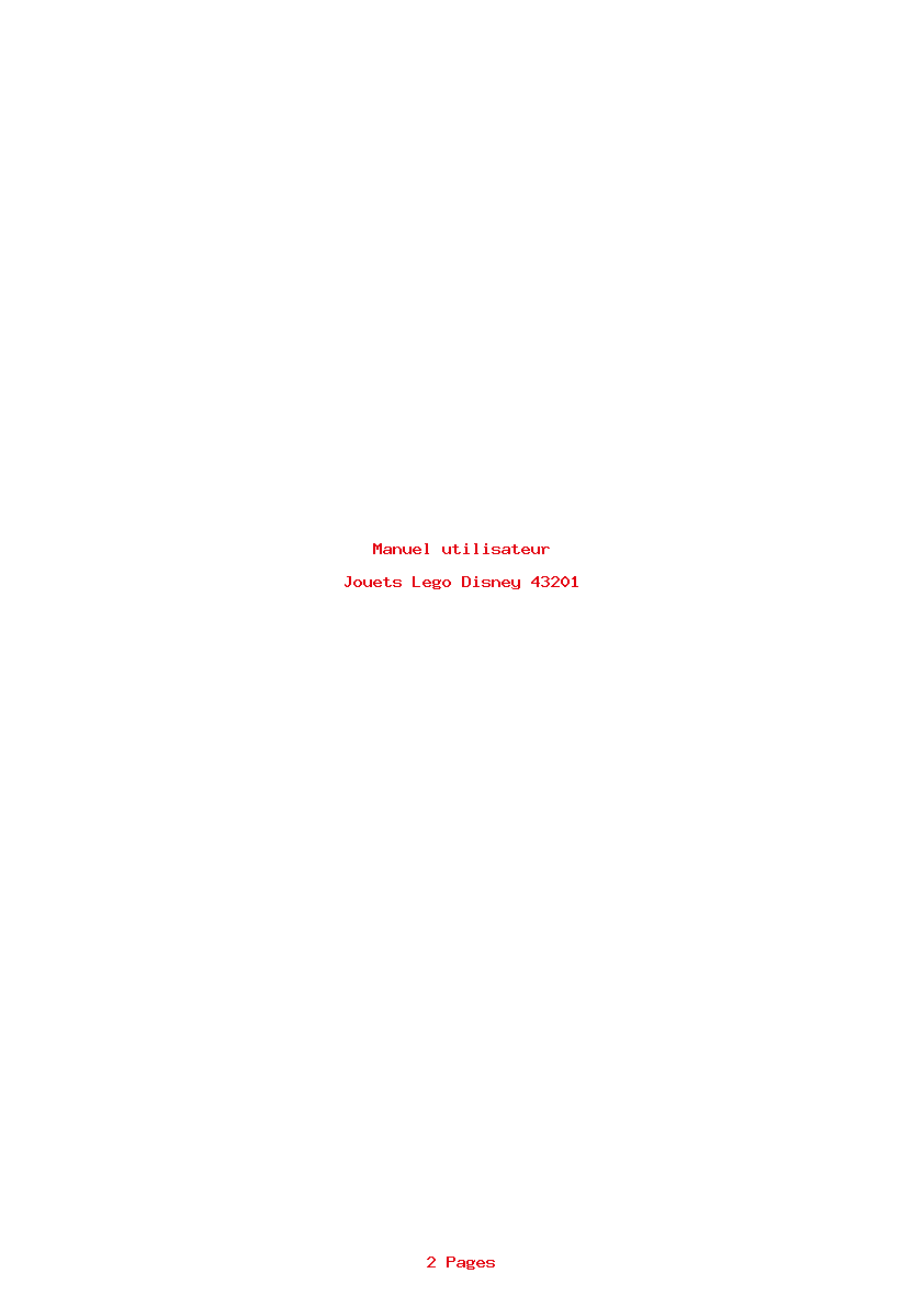 Page 1 de la notice Manuel utilisateur Lego Disney 43201