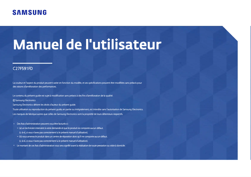 Page 1 de la notice Manuel utilisateur Samsung C27F591F