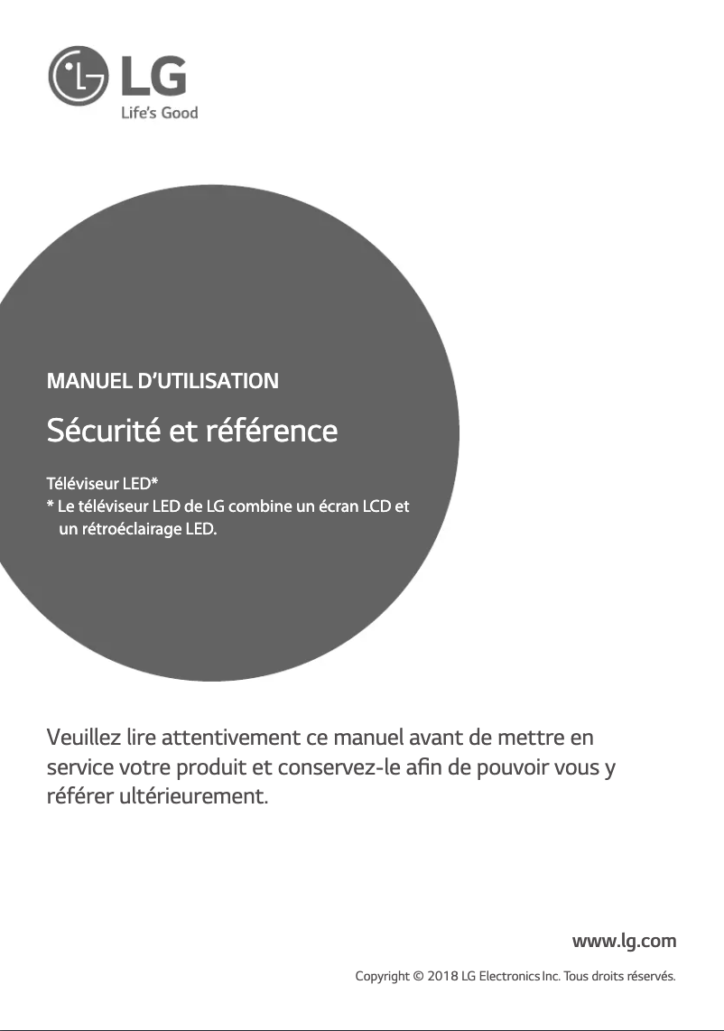 Page 1 de la notice Manuel utilisateur LG 43UK6400