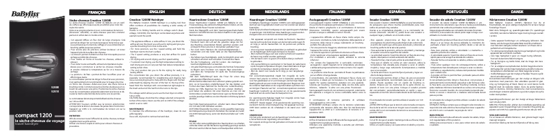 Page 1 de la notice Manuel utilisateur BaByliss 5251E Travel