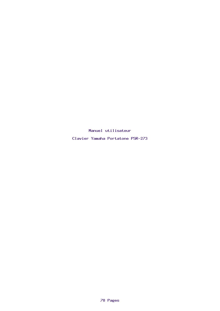 Page 1 de la notice Manuel utilisateur Yamaha Portatone PSR-273