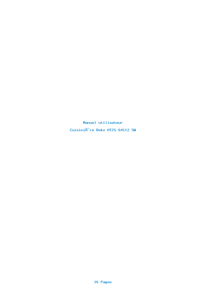 Page 1 de la notice Manuel utilisateur Beko HTZG 64112 SW