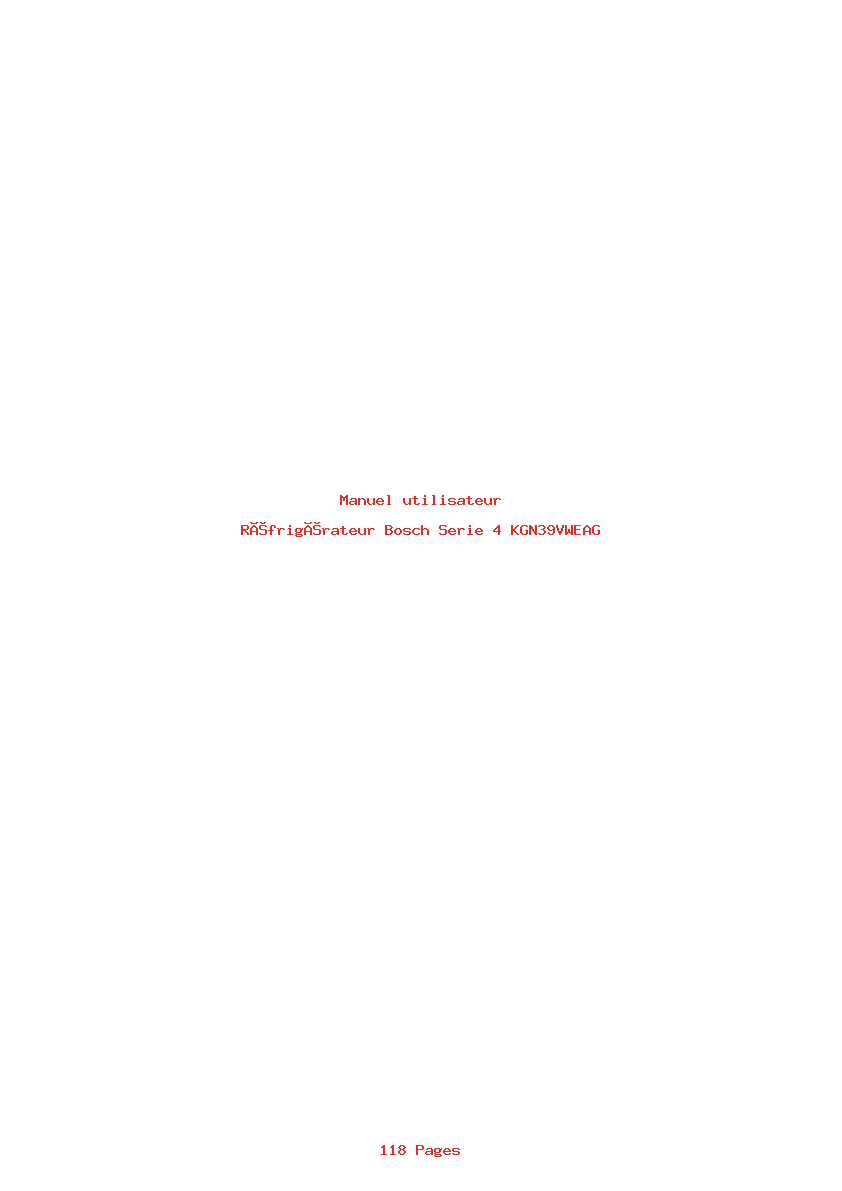 Page 1 de la notice Manuel utilisateur Bosch Serie 4 KGN39VWEAG