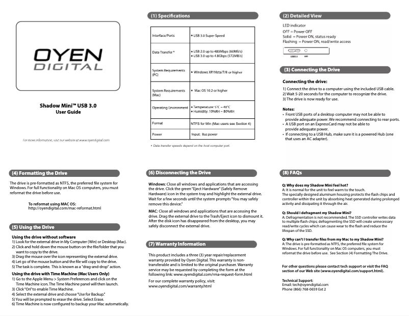 Página 1 del manual Manual de usuario Oyen Digital Shadow Mini