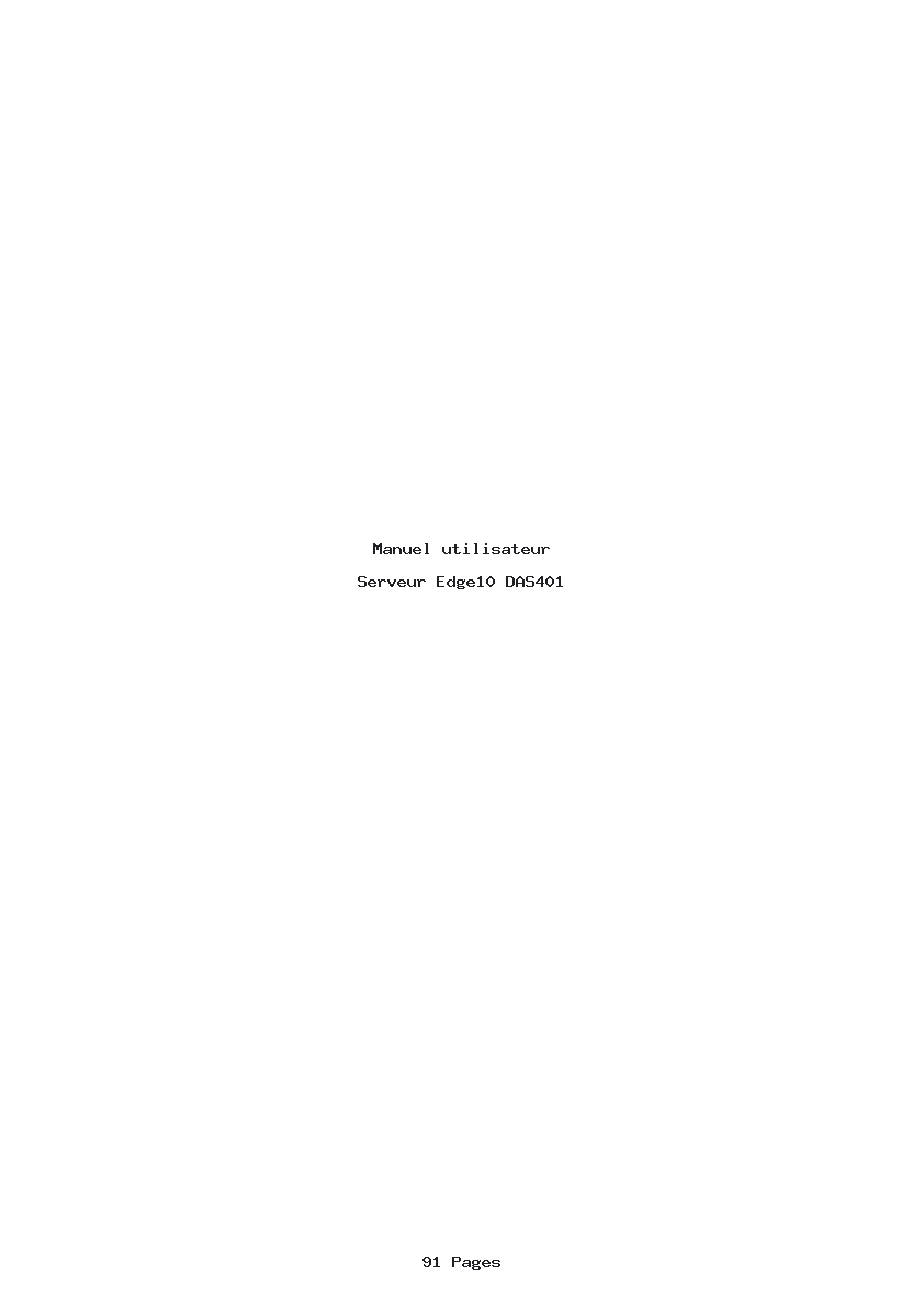 Page 1 de la notice Manuel utilisateur Edge10 DAS401