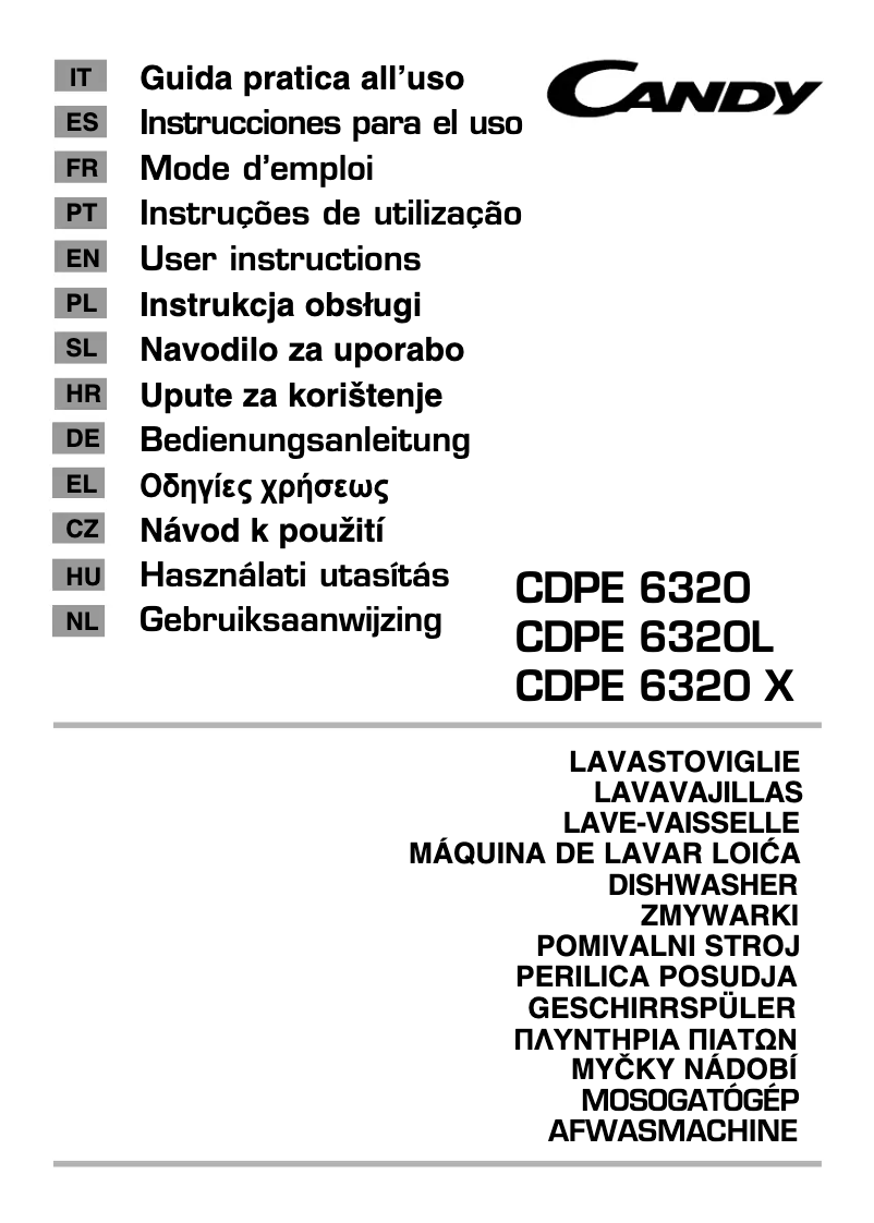 Page 1 of the manual User Manual Candy CDPE 6320X/1