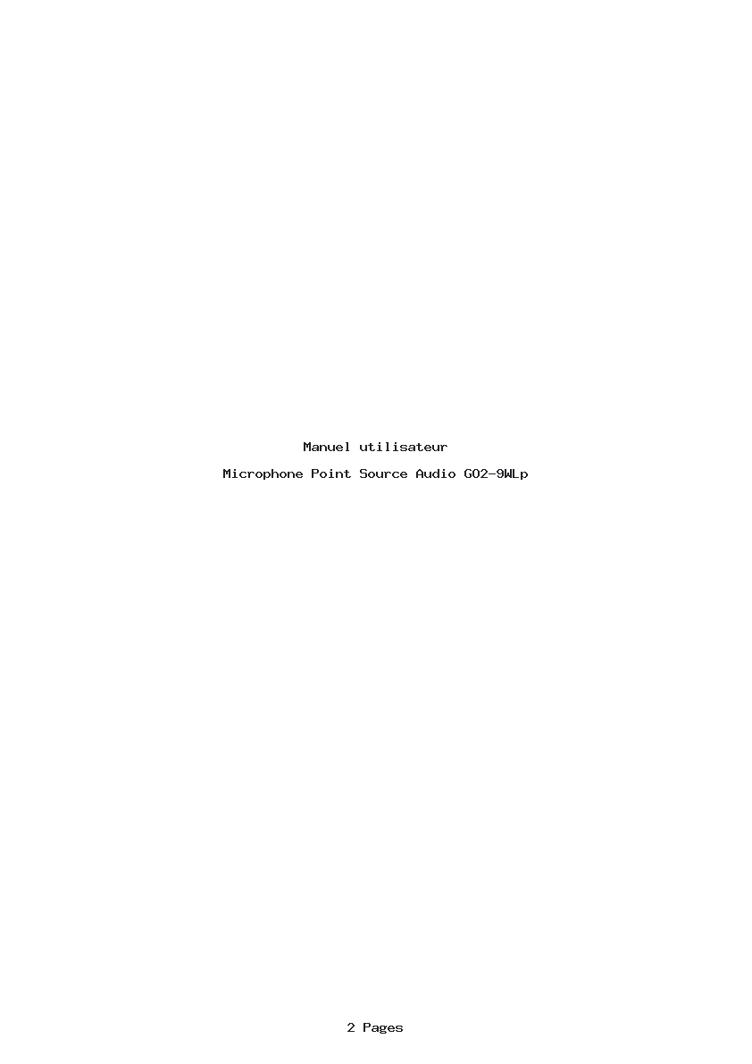 Page 1 de la notice Manuel utilisateur Point Source Audio GO2-9WLp