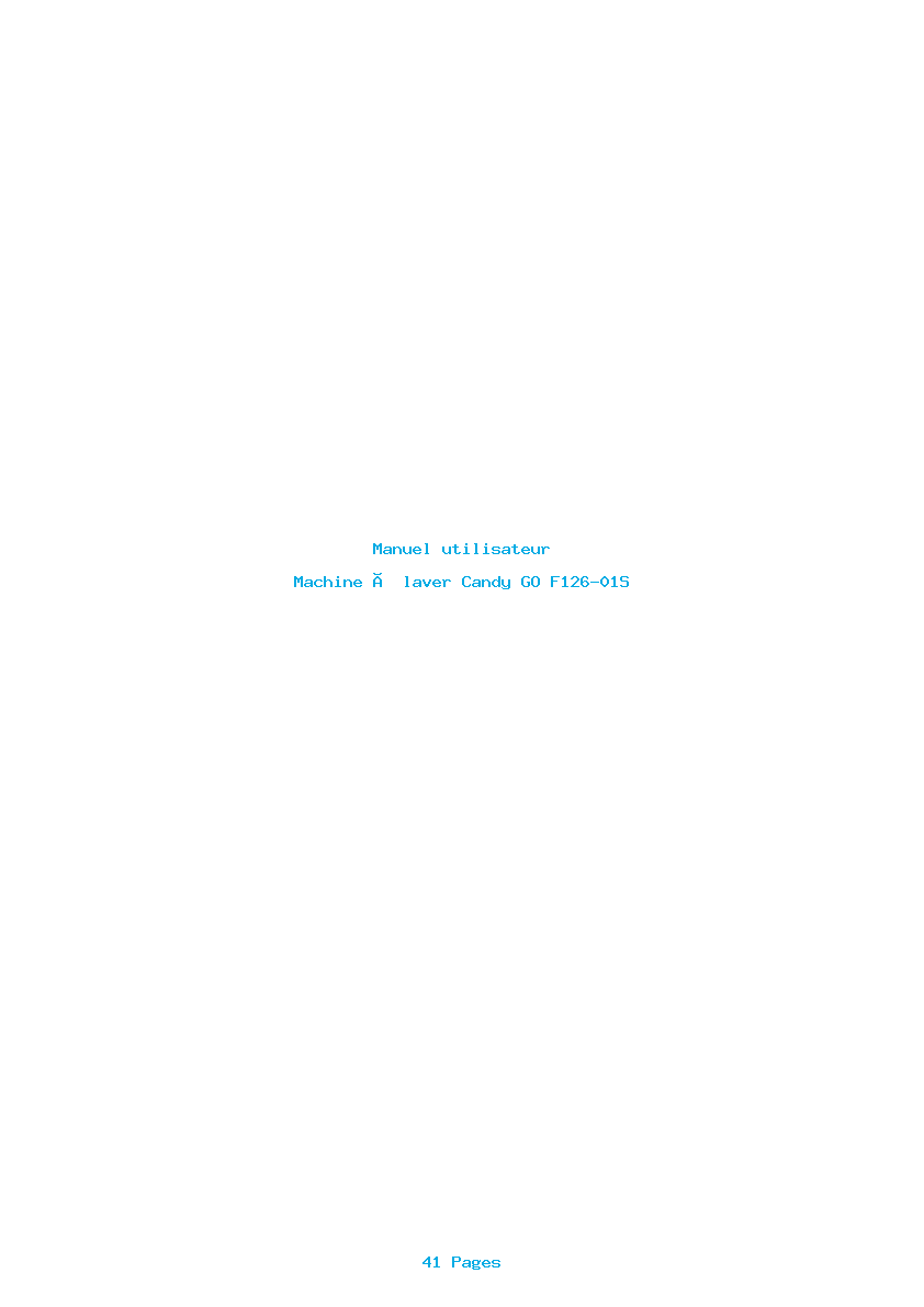 Page 1 de la notice Manuel utilisateur Candy GO F126-01S
