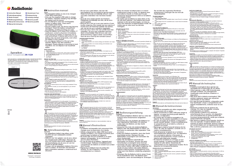 Page 1 de la notice Manuel utilisateur AudioSonic SK-1529