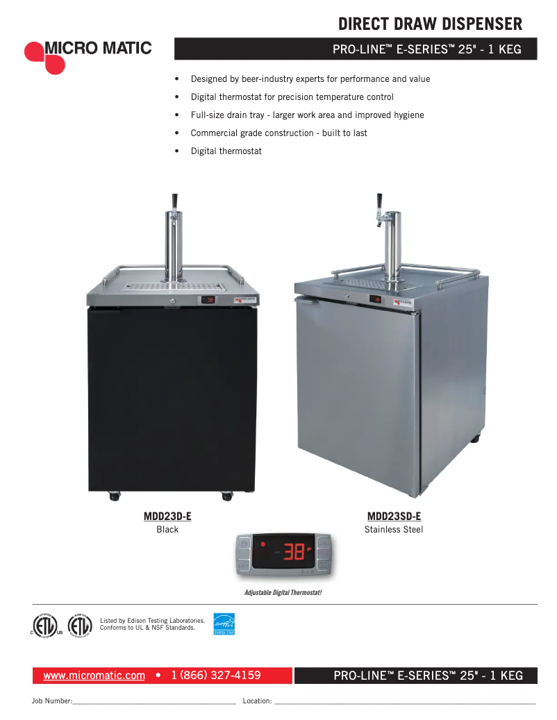 Página 1 del manual Ficha técnica Micro Matic MDD23D-E