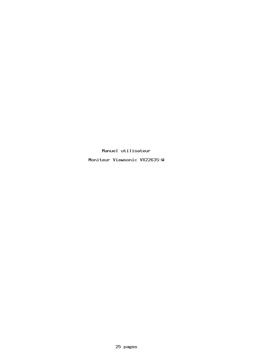 Page 1 de la notice Manuel utilisateur Viewsonic VX2263S-W