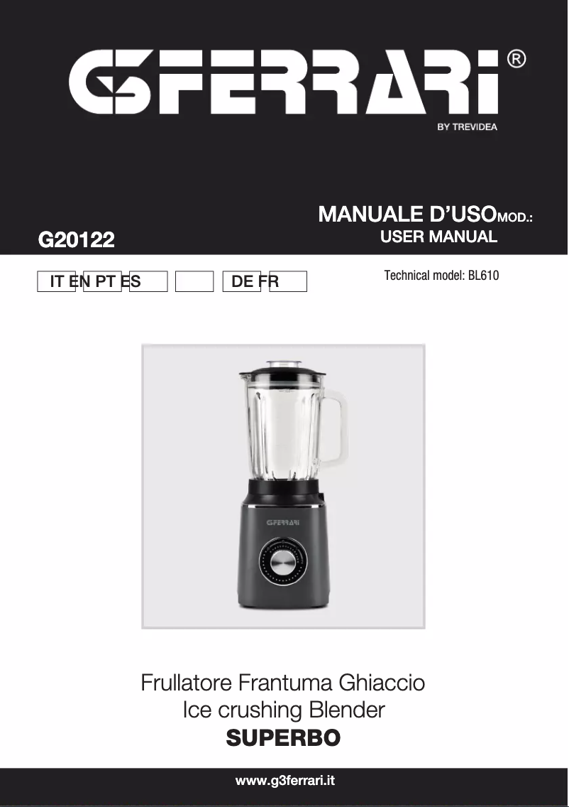 Page 1 de la notice Manuel utilisateur G3 Ferrari Stelolungo Pro G20112
